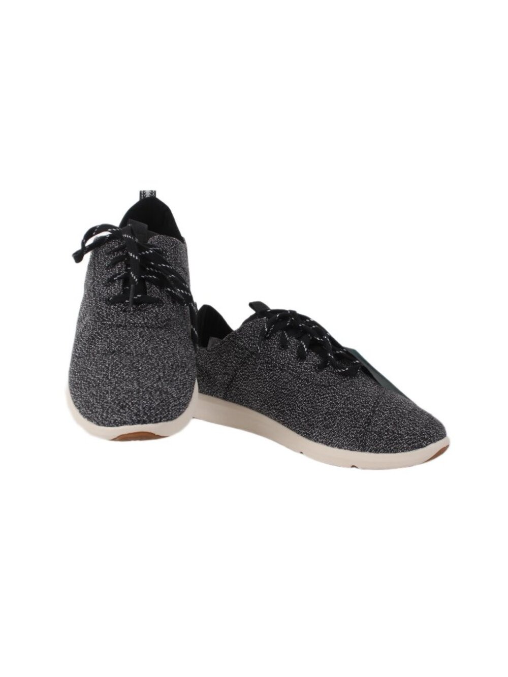 Toms Tennis Shoes Sz 8.5 W Charcoal Gray Black Lace Up Fabric 1" Tennis Shoe
